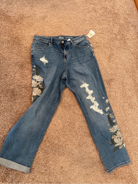 Style & Co. Denim - Style & Co. Blue Flare Jeans with Floral Embroidery
